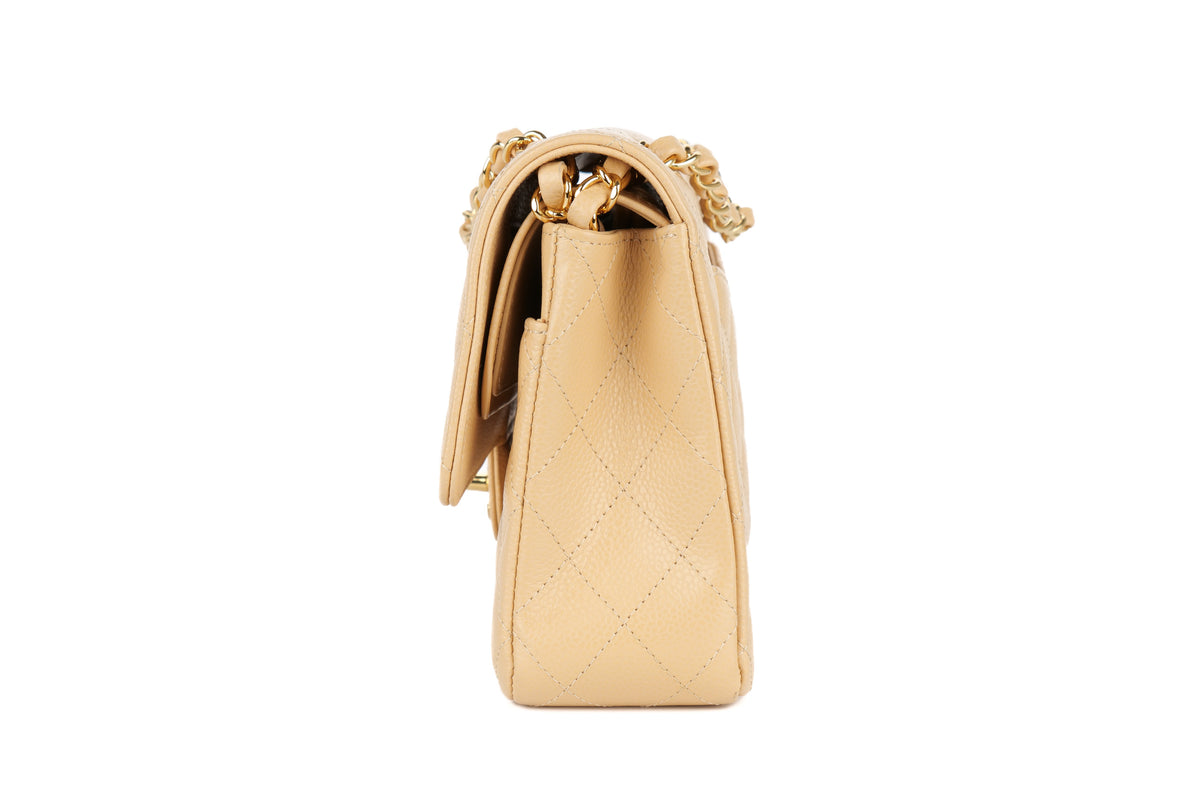 Chanel Medium Double Classic Flap Beige Caviar Gold Hardware - view 4
