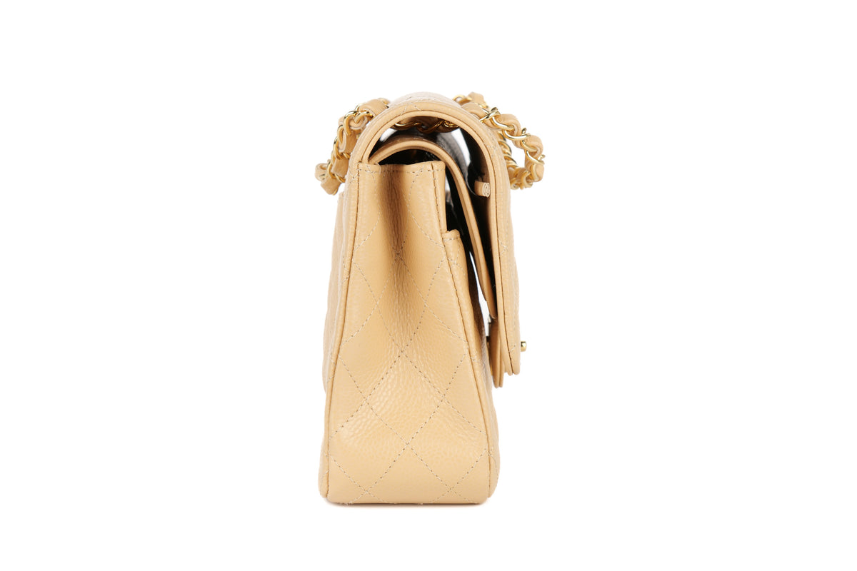Chanel Medium Double Classic Flap Beige Caviar Gold Hardware - view 5