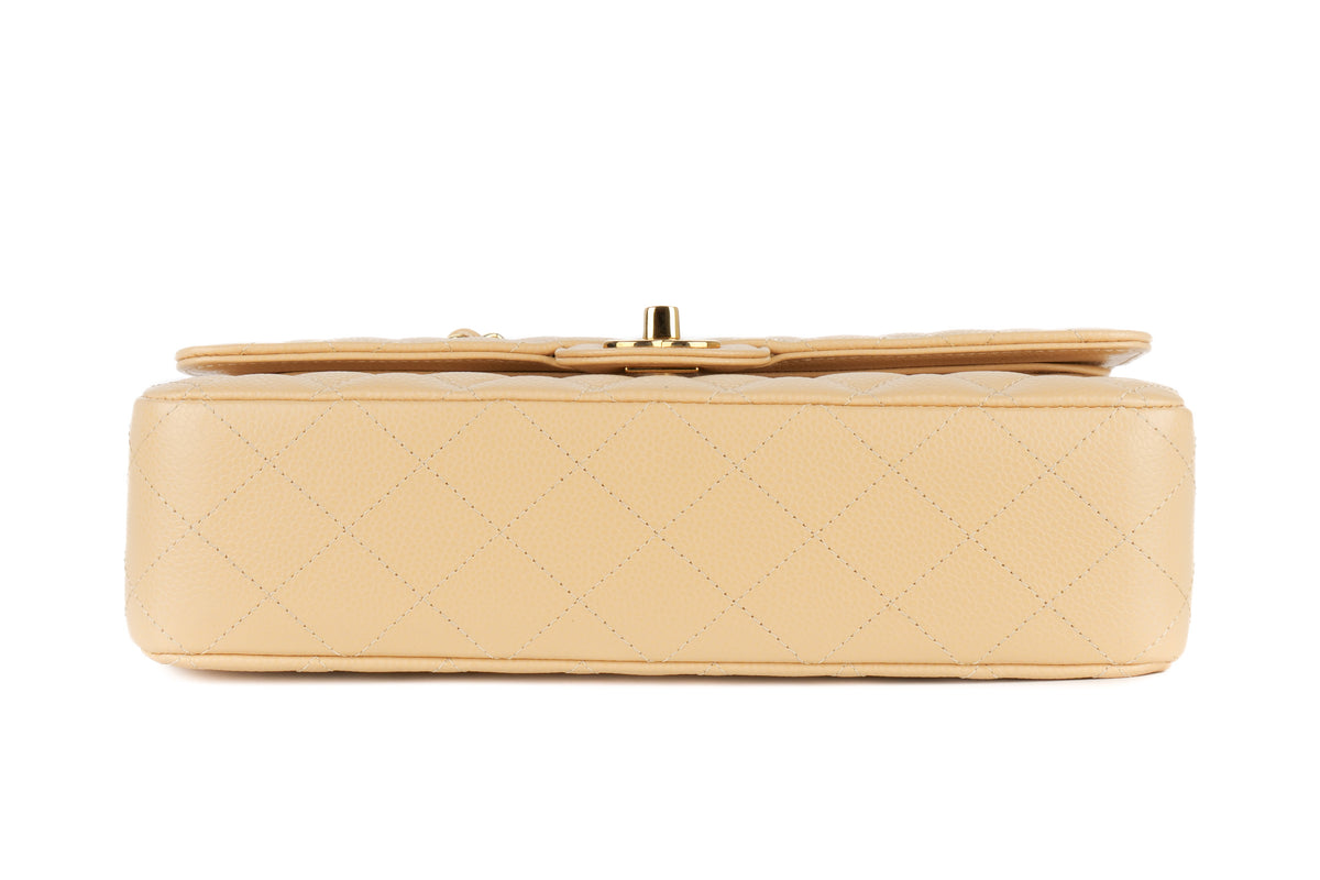 Chanel Medium Double Classic Flap Beige Caviar Gold Hardware - view 6