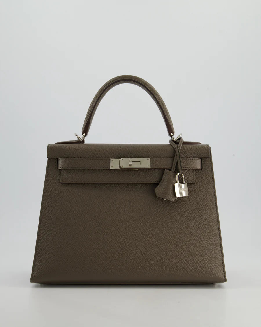 Hermès HSS Kelly 28 Sellier Bag in Gris Etain Epsom Leather with Palladium Hardware