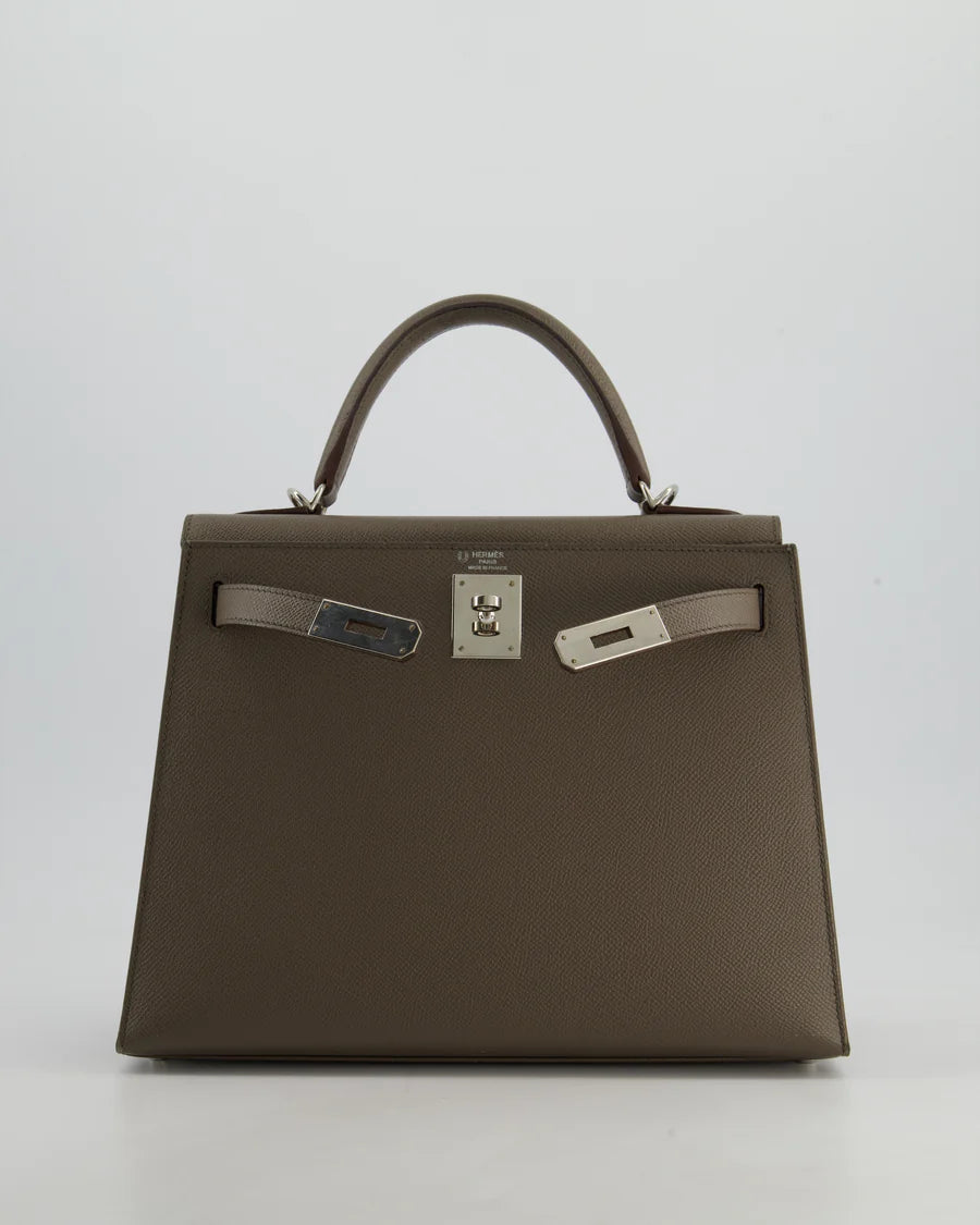 Hermès HSS Kelly 28 Sellier Bag in Gris Etain Epsom Leather with Palladium Hardware