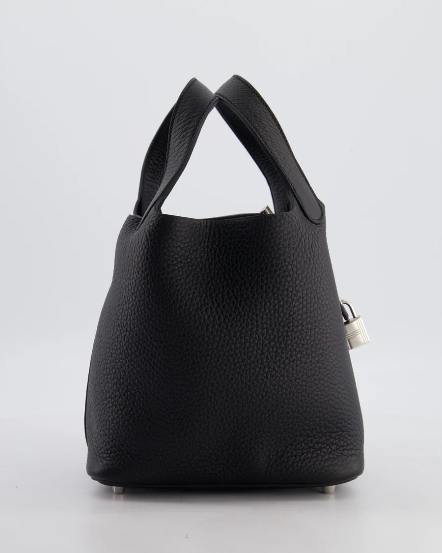 Hermès Picotin Lock 18 Bag in Noir Clemence Leather with Palladium Hardware
