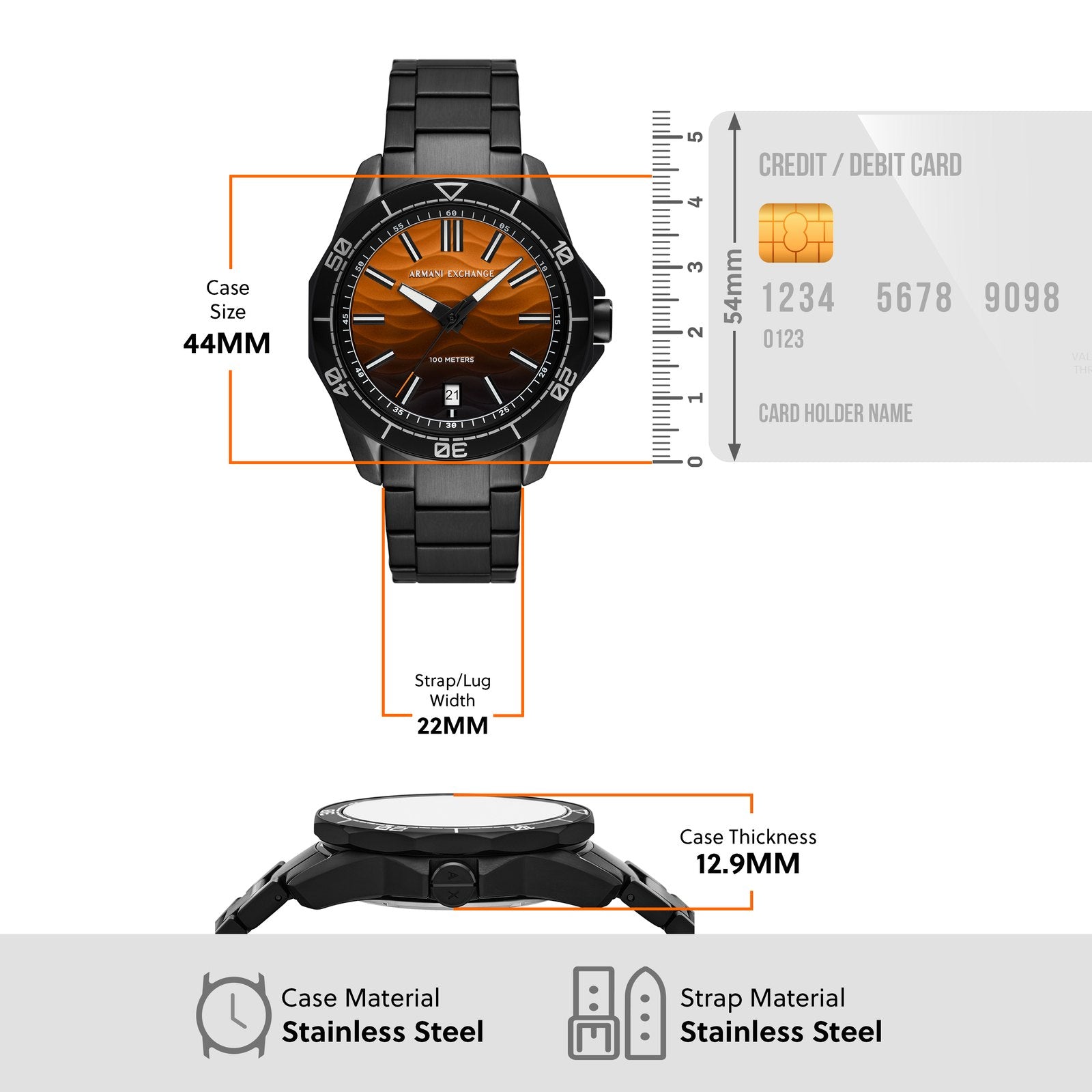 Armani Exchange AX1964I Men's analog watch with black dial