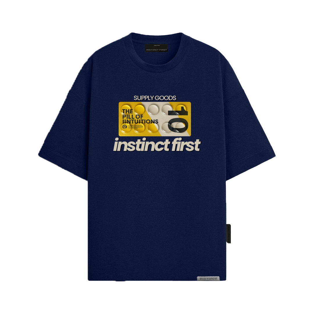 Pill- Oversized T-Shirt (Navy Blue) by Instinct First