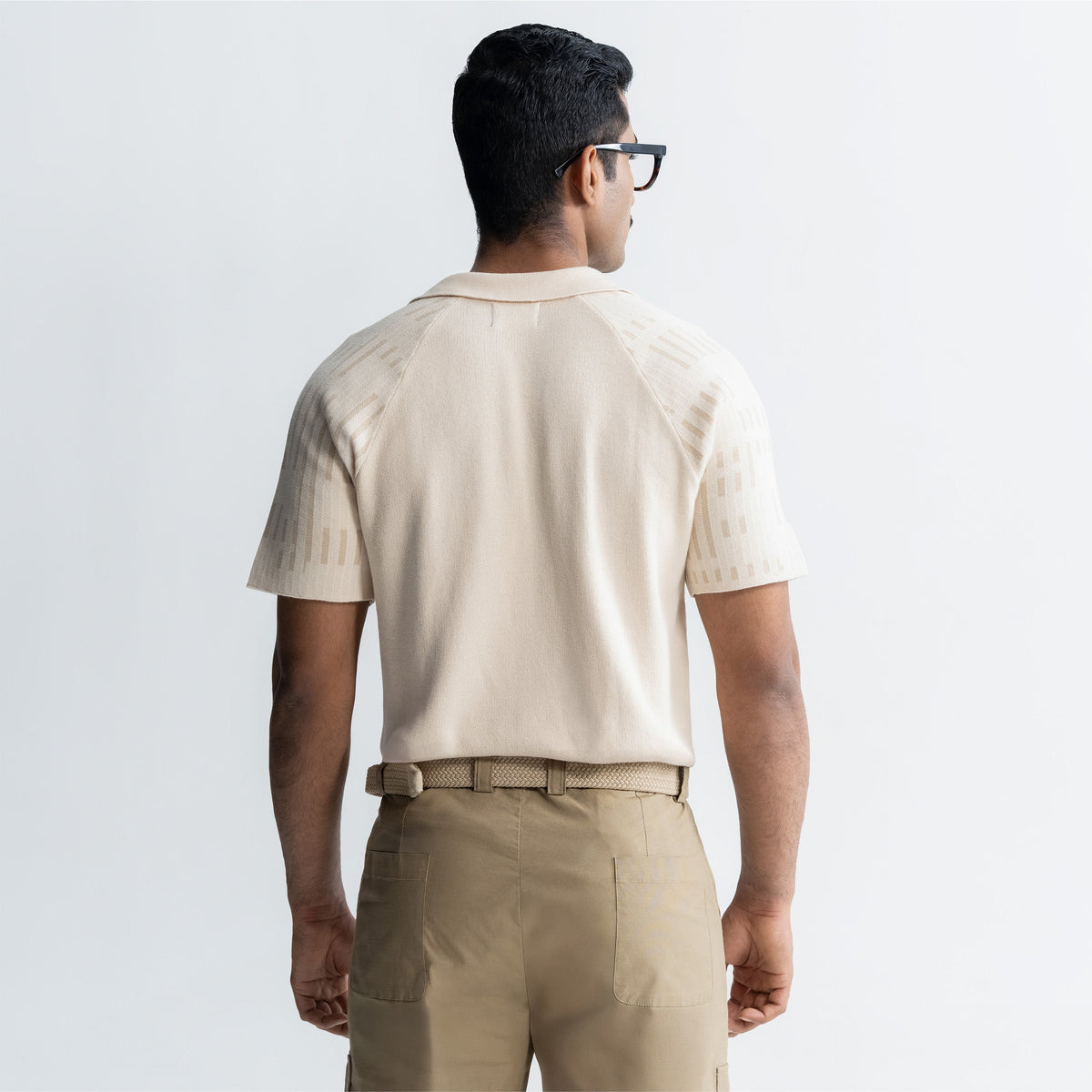 JACQUARD POLO T-SHIRT - SAND by Warping Theories