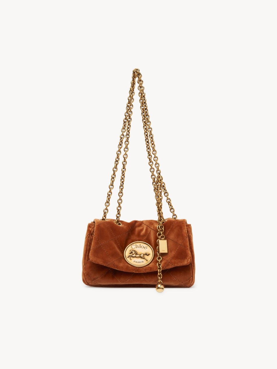 CHLOE Small Chloé Heritage shoulder bag in velvet Clay Brown by CHLOE