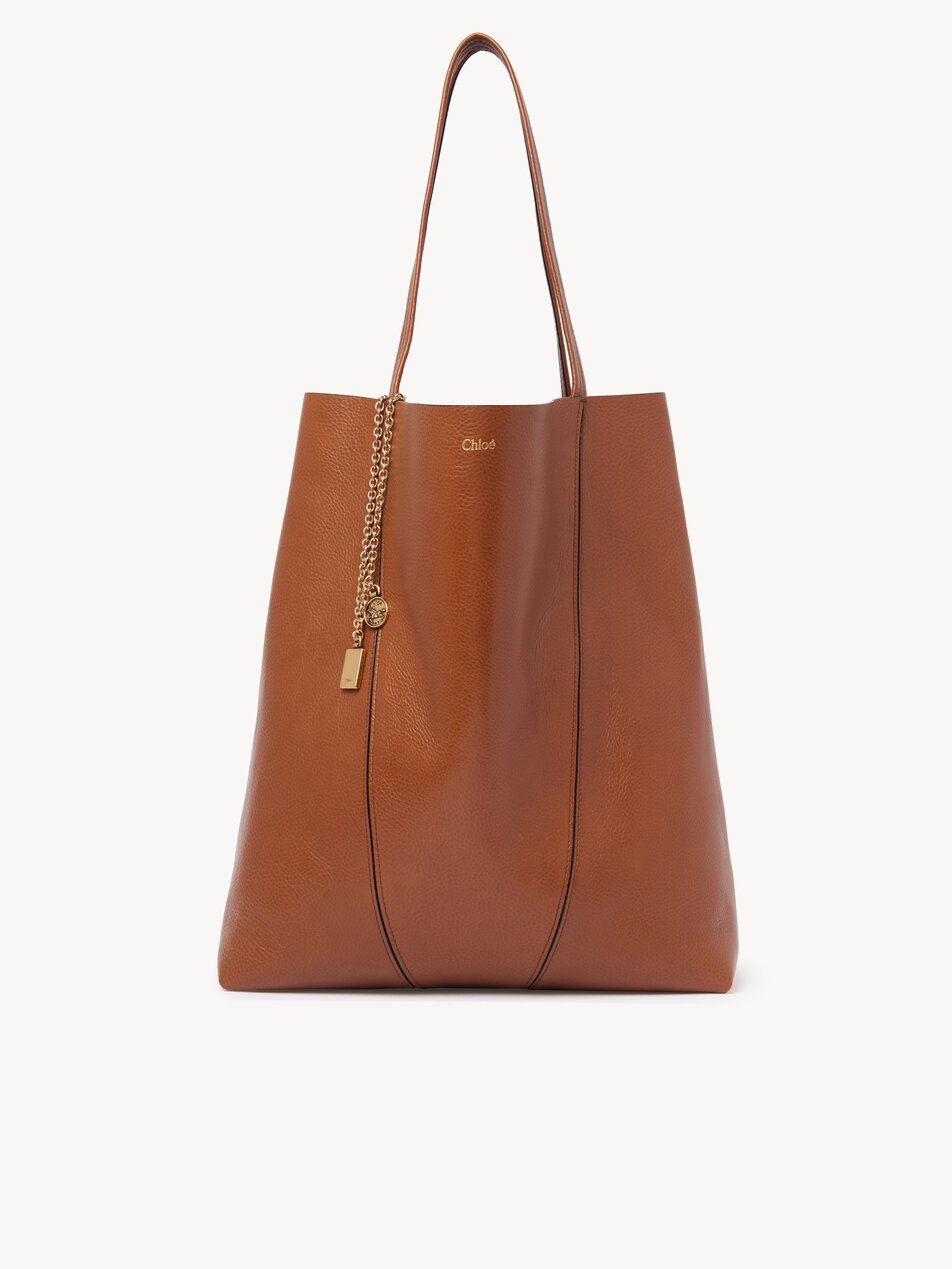 CHLOE Large Chloé Spin tote bag in grained leather Clay Brown by CHLOE