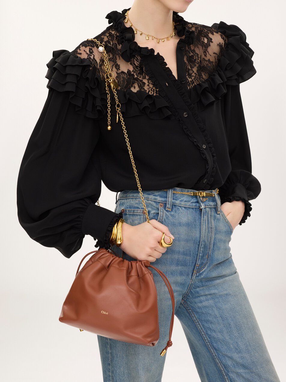 CHLOE Small Chloé Icons shoulder bag with chain in soft leather Blushy Brown by CHLOE