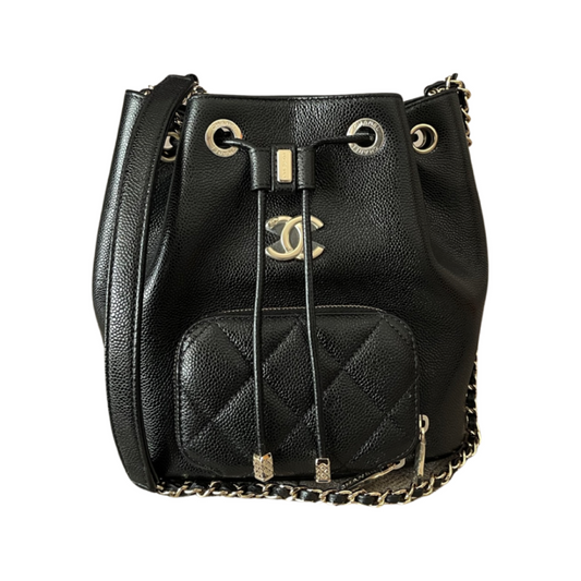 Chanel Business Affinity Bucket Bag – Black Caviar Leather with Light Gold Hardware - Zeuskicks