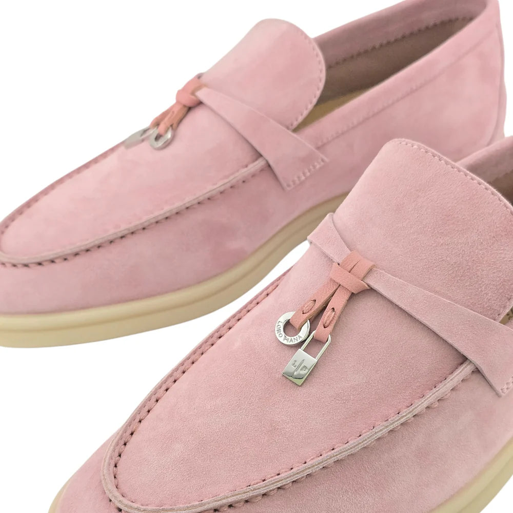 Loro Piana Summer Charms Walk Loafers – Pink Suede Edition
