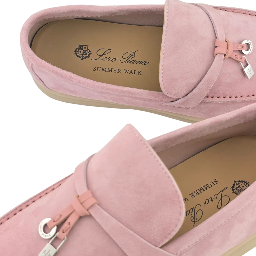 Loro Piana Summer Charms Walk Loafers – Pink Suede Edition
