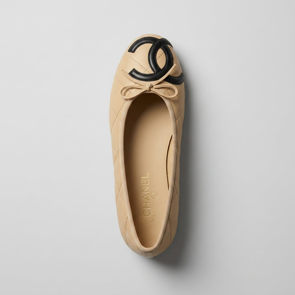 Chanel Cambon Ballerina Flats – Coco Beach Beige Quilted - Zeuskicks