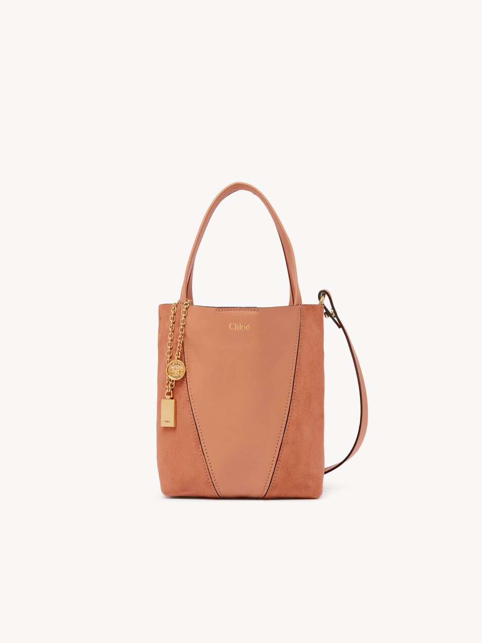 CHLOE Small Chloé Spin tote bag in grained & suede leather Wooden Orange by CHLOE