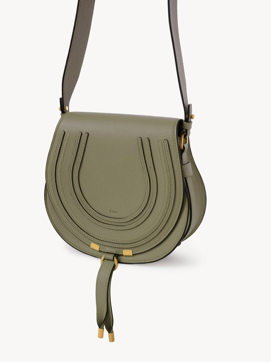CHLOE Marcie saddle bag in grained leather Aloe Green by CHLOE