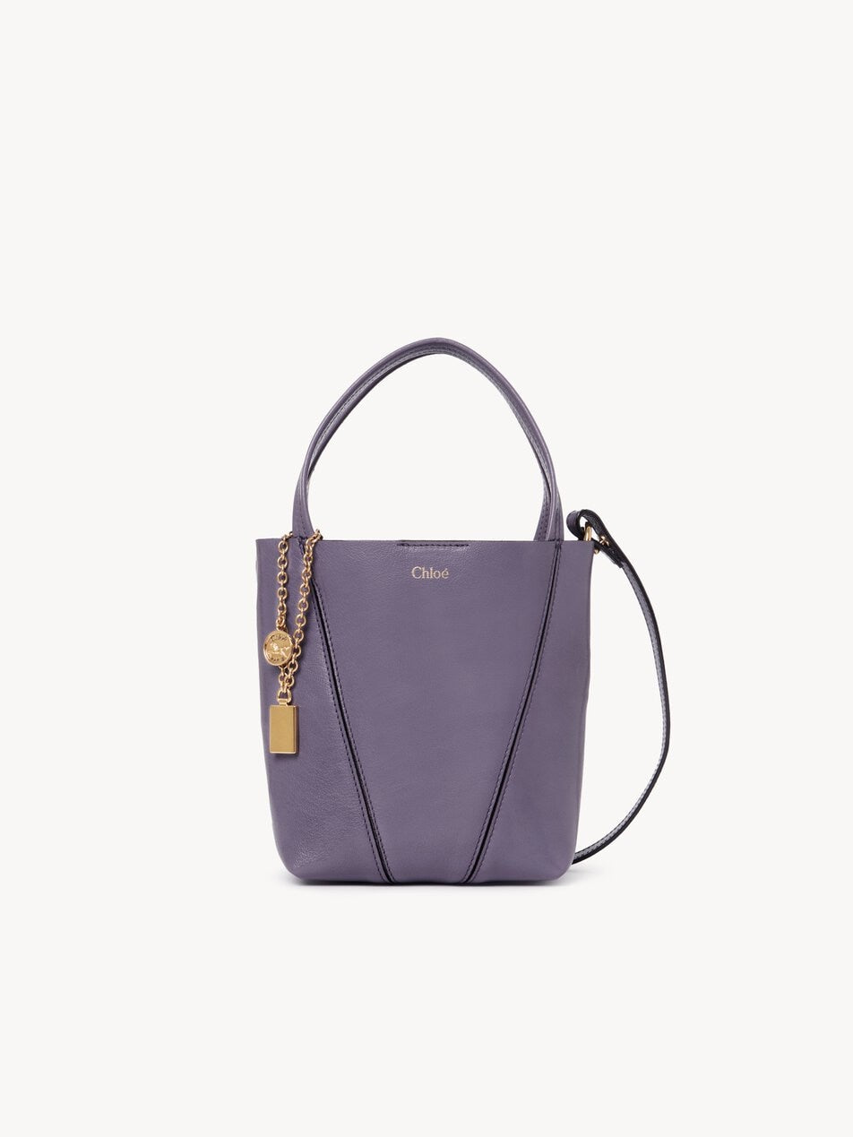 CHLOE Small Chloé Spin tote bag in grained leather Shadow Purple by CHLOE