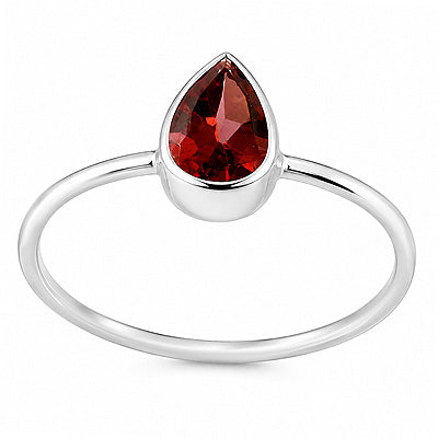 Gorgeous Plain Garnet Pear Shape 925 Sterling Solid Silver Ring - main product photo (R1000254-1)