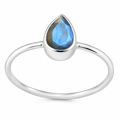 Gorgeous Plain Labradorite Pear Shape 925 Sterling Solid Silver Ring - main product photo (R1000254-10)