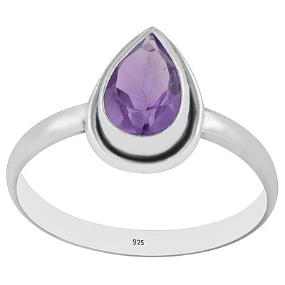 Stunning Beautiful Amethyst Pear Shape 925 Sterling Solid Silver Ring - R1000258-1