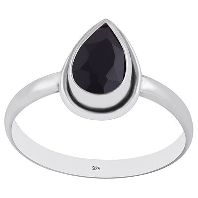 Stunning Beautiful Black Onyx Pear Shape 925 Sterling Solid Silver Ring - R1000258-10
