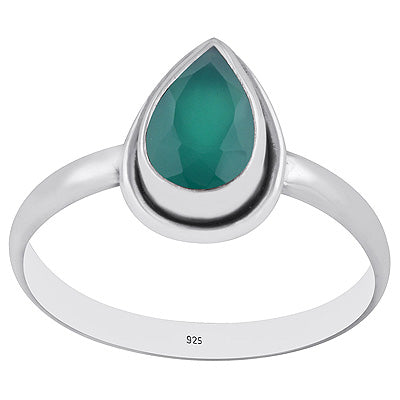 Stunning Beautiful Green Onyx Pear Shape 925 Sterling Solid Silver Ring - R1000258-12