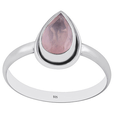 Stunning Beautiful Rose Quartz Pear Shape 925 Sterling Solid Silver Ring - R1000258-13