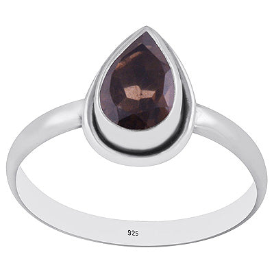 Stunning Beautiful Smoky Topaz Pear Shape 925 Sterling Solid Silver Ring - R1000258-7
