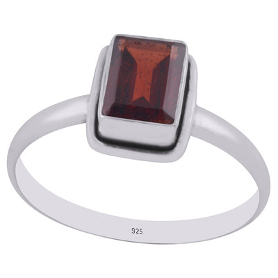 Gorgeous Beautiful Garnet Rectangle Shape 925 Sterling Solid Silver Ring - R1000259-2