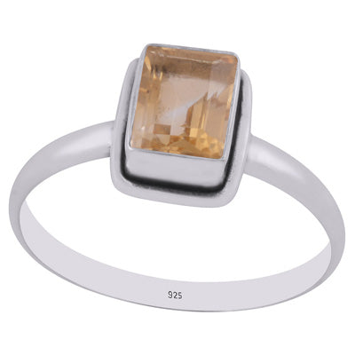Gorgeous Beautiful Citrine Rectangle Shape 925 Sterling Solid Silver Ring - R1000259-4