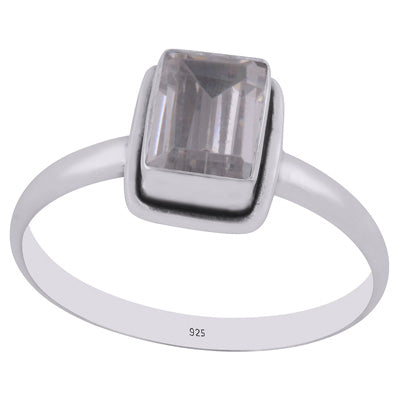 Gorgeous Beautiful White Cubic Zirconia Rectangle Shape 925 Sterling Solid Silver Ring - R1000259-9