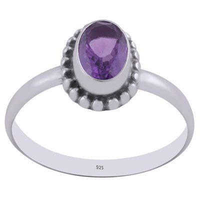 Stunning Rawa Work Around Amethyst Oval Shape 925 Sterling Solid Silver Ring - R1000261-1