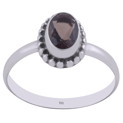 Stunning Rawa Work Around Smoky Topaz Oval Shape 925 Sterling Solid Silver Ring - R1000261-10