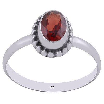 Stunning Rawa Work Around Garnet Oval Shape 925 Sterling Solid Silver Ring - R1000261-2