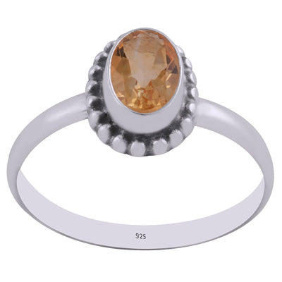 Stunning Rawa Work Around Citrine Oval Shape 925 Sterling Solid Silver Ring - R1000261-4
