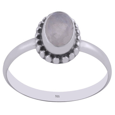 Stunning Rawa Work Around Rainbow Moonstone Oval Shape 925 Sterling Solid Silver Ring - R1000261-5
