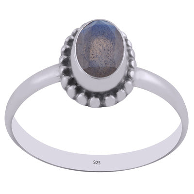 Stunning Rawa Work Around Labradorite Oval Shape 925 Sterling Solid Silver Ring - R1000261-6