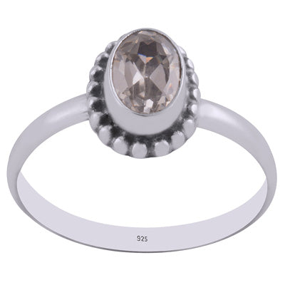 Stunning Rawa Work Around White Cubic Zirconia Oval Shape 925 Sterling Solid Silver Ring - R1000261-8