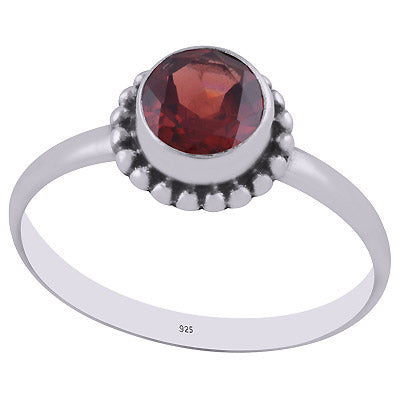 Gorgeous Rawa Work Around Garnet Round Shape 925 Sterling Solid Silver Ring - R1000262-2