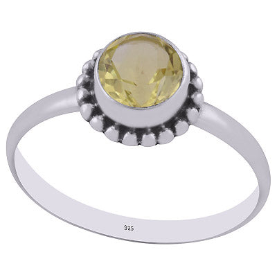 Gorgeous Rawa Work Around Lemon Topaz Round Shape 925 Sterling Solid Silver Ring - R1000262-5
