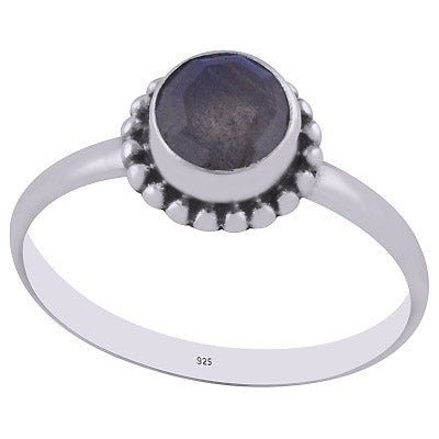 Gorgeous Rawa Work Around Labradorite Round Shape 925 Sterling Solid Silver Ring - R1000262-7