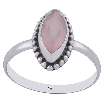 Handcrafted Rawa Work Around Rose Quartz Marquise Shape 925 Sterling Solid Silver Ring - R1000265-11