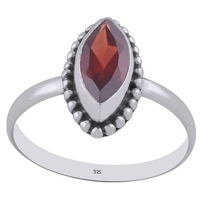 Handcrafted Rawa Work Around Garnet Marquise Shape 925 Sterling Solid Silver Ring - R1000265-2