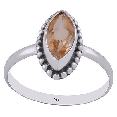Handcrafted Rawa Work Around Citrine Marquise Shape 925 Sterling Solid Silver Ring - R1000265-4