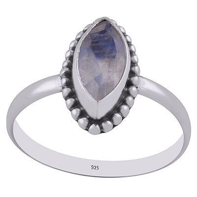 Handcrafted Rawa Work Around Rainbow Moonstone Marquise Shape 925 Sterling Solid Silver Ring - R1000265-5