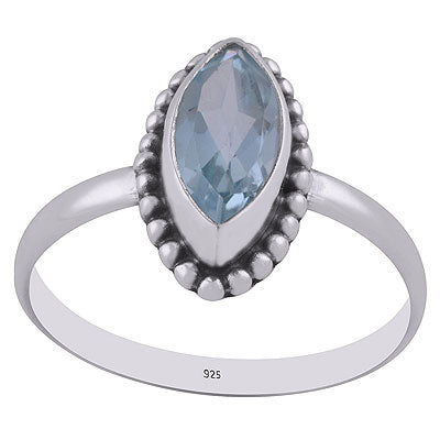 Handcrafted Rawa Work Around Blue Topaz Marquise Shape 925 Sterling Solid Silver Ring - R1000265-8