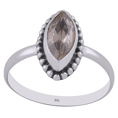 Handcrafted Rawa Work Around White Cubic Zirconia Marquise Shape 925 Sterling Solid Silver Ring - R1000265-9
