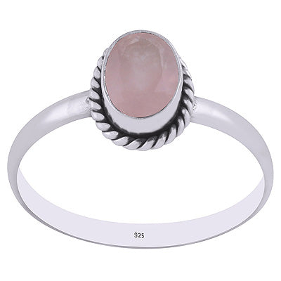 Gorgeous Wire Work Around Rose Quartz Oval Shape 925 Sterling Solid Silver Ring - R1000266-14