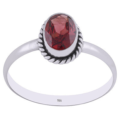 Gorgeous Wire Work Around Garnet Oval Shape 925 Sterling Solid Silver Ring - R1000266-2