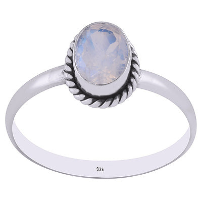 Gorgeous Wire Work Around Rainbow Moonstone Oval Shape 925 Sterling Solid Silver Ring - R1000266-5