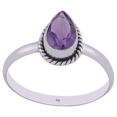 Alluring Wire Work Around Amethyst Pear Shape 925 Sterling Solid Silver Ring - R1000267-1