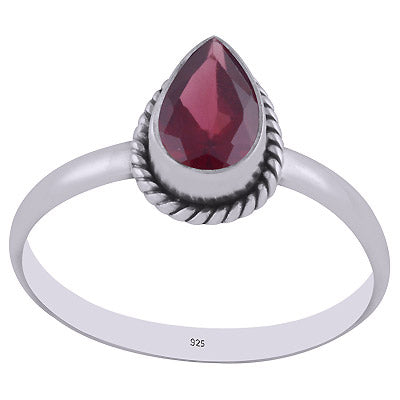 Alluring Wire Work Around Garnet Pear Shape 925 Sterling Solid Silver Ring - R1000267-2